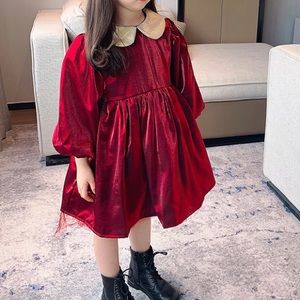 Girl Holiday Christmas Dress Red Shine with Fleece 2-3T
